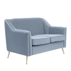 HOMLA Sofa Avant Sofa 2-Osobowa, Welurowa Szara 127X82X81.5 Cm