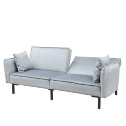 HOMLA Sofa Canto 3-Osobowa, Z Funkcja Spania, Welurowa Szara 199X90X85 Cm