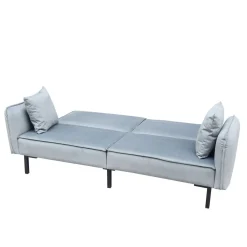 HOMLA Sofa Canto 3-Osobowa, Z Funkcja Spania, Welurowa Szara 199X90X85 Cm