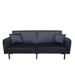 HOMLA Sofa Canto 3-Osobowa, Z Funkcja Spania, Welurowa Czarna 199X90X85 Cm