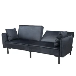 HOMLA Sofa Canto 3-Osobowa, Z Funkcja Spania, Welurowa Czarna 199X90X85 Cm