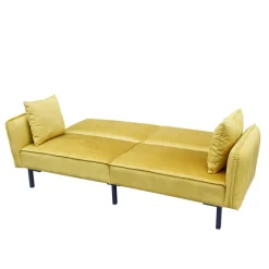 HOMLA Sofa Canto 3-Osobowa, Z Funkcja Spania, Welurowa Musztardowa 199X90X85 Cm