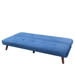 HOMLA Sofa Rinko Sofa 3-Osobowa, Z Funkcja Spania, Welurowa Granatowa 195X81X74 Cm