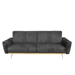 HOMLA Sofa Samtige 3-Osobowa, Z Funkcja Spania, Czarna 212X84X86.5 Cm