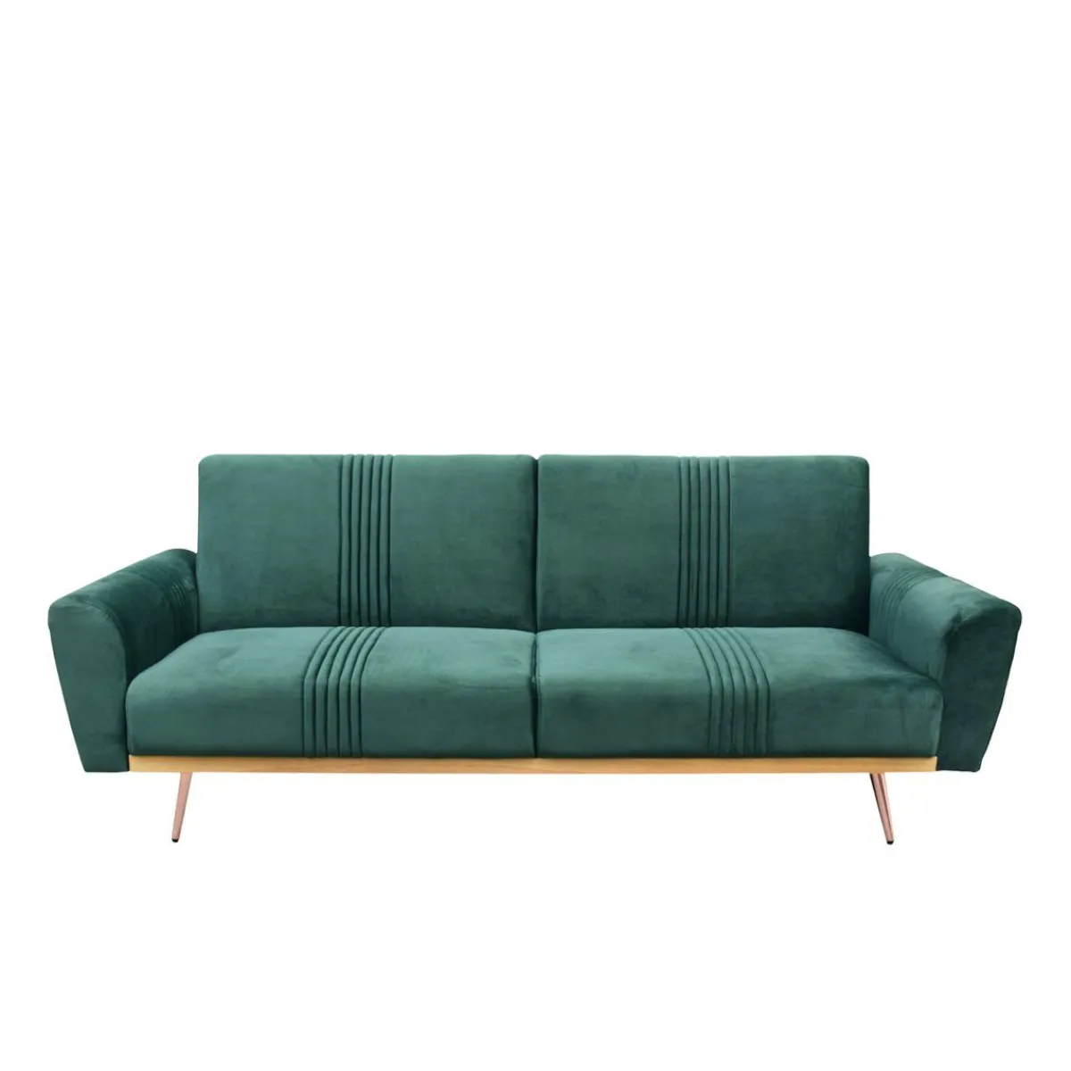 HOMLA Sofa Samtige 3-Osobowa, Z Funkcja Spania, Welurowa Zielona 212X84X86.5 Cm
