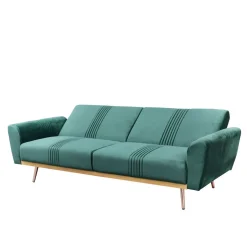 HOMLA Sofa Samtige 3-Osobowa, Z Funkcja Spania, Welurowa Zielona 212X84X86.5 Cm