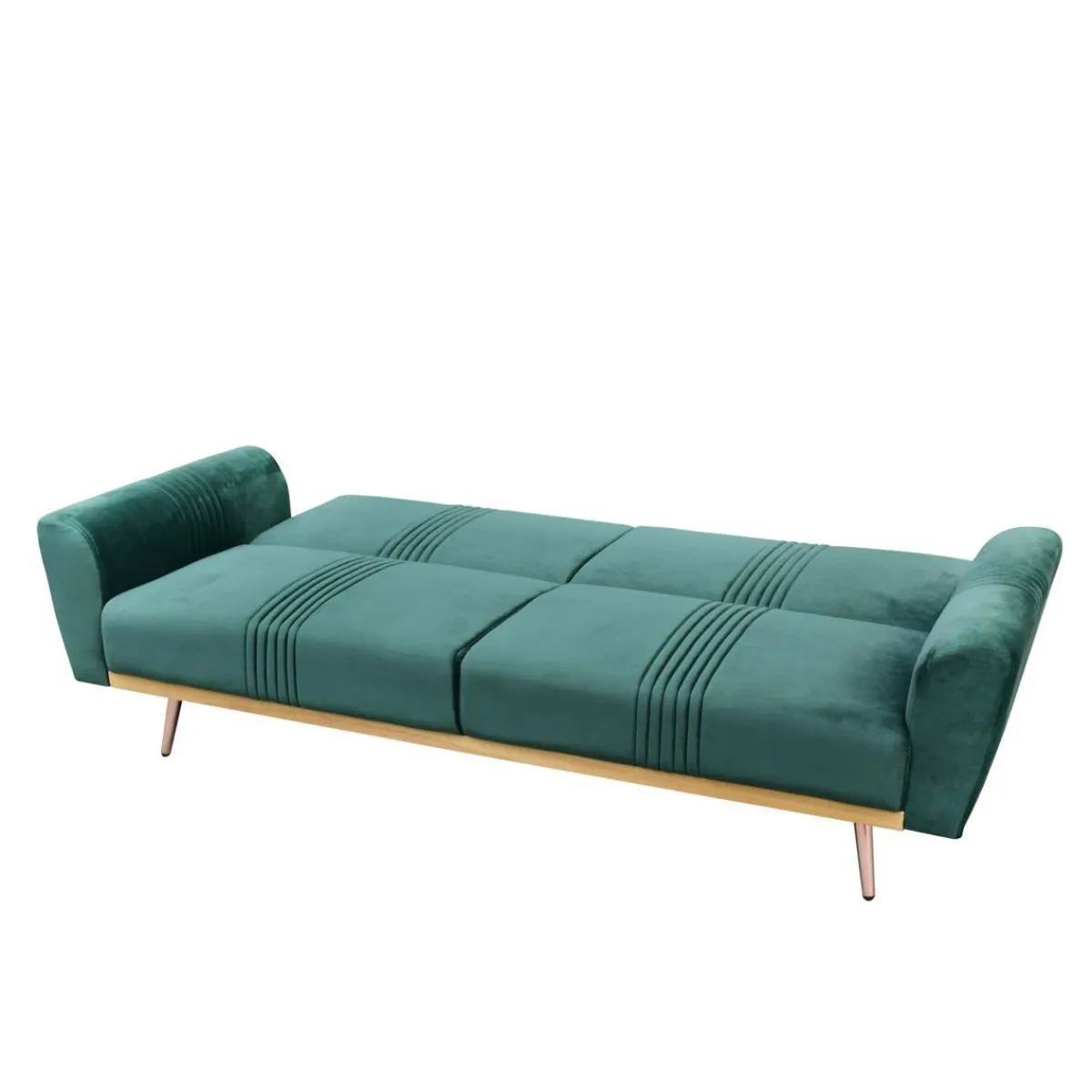 HOMLA Sofa Samtige 3-Osobowa, Z Funkcja Spania, Welurowa Zielona 212X84X86.5 Cm