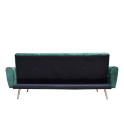 HOMLA Sofa Samtige 3-Osobowa, Z Funkcja Spania, Welurowa Zielona 212X84X86.5 Cm