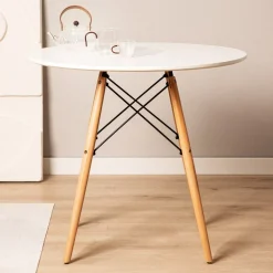 HOMLA Stol Tavolo Naturalny Z Bialym Blatem 60 48Cm