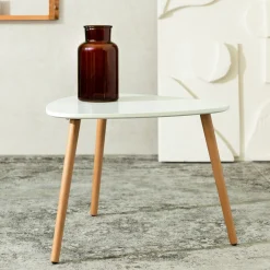 HOMLA Stol Travesa Naturalny Z Bialym Blatem 60 60 48Cm