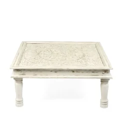 HOMLA Stolik Kawowy Banhi Lite Drewno Mango Zlobione 100X100X45 Cm