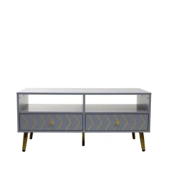 HOMLA Stolik Kawowy Bodo Grafitowy Z Metalowymi Nogami 100X50X45 Cm