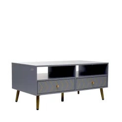 HOMLA Stolik Kawowy Bodo Grafitowy Z Metalowymi Nogami 100X50X45 Cm