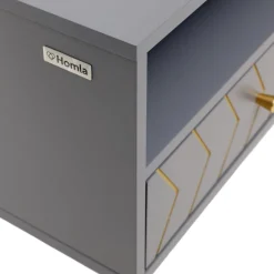 HOMLA Stolik Kawowy Bodo Grafitowy Z Metalowymi Nogami 100X50X45 Cm