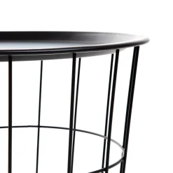 HOMLA Stolik Scandi Czarny Z Czarnym Batem 40X40X40 Cm