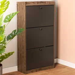 HOMLA Szafka Na Buty Eira Z Czarnymi Frontami 60X24X114 Cm