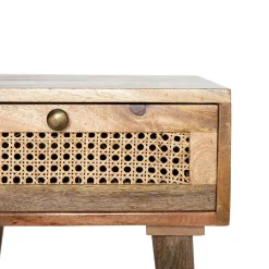 HOMLA Szafka Nocna Natte Lite Drewno Mango Z Rattanem 40X40X50 Cm