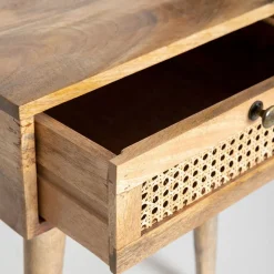 HOMLA Szafka Nocna Natte Lite Drewno Mango Z Rattanem 40X40X50 Cm