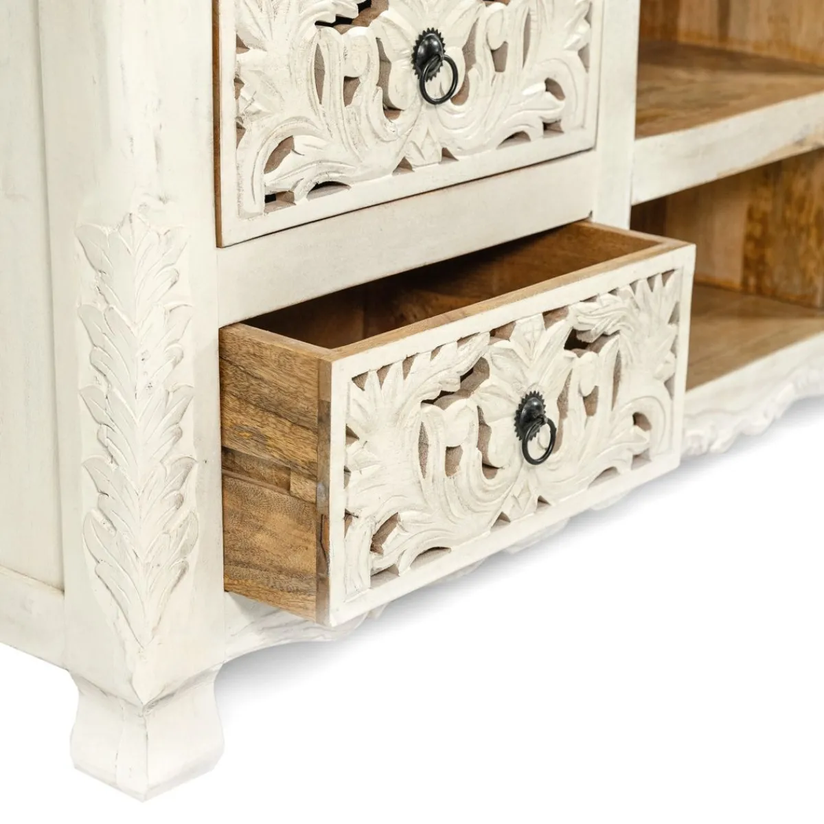 HOMLA Szafka Rtv Banhi Lite Drewno Mango Zlobione 150X40X60 Cm