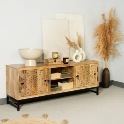 HOMLA Szafka Rtv Tropea Lite Drewno Mango Z Akacja 150X40X60 Cm