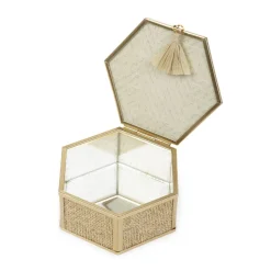 HOMLA Szkatulka Na Bizuterie Grazia Szesciokatna Z Plecionka 10,5X12X4,8 Cm