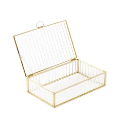 HOMLA Szkatulka Na Bizuterie Grazia Ze Szkla Prazkowanego 20X12X5 Cm