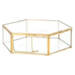 HOMLA Szkatulka Na Bizuterie Grazia Szesciokatna Zlota 17X16X5 Cm