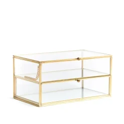 HOMLA Szkatulka Na Bizuterie Grazia Z Szufladka Zlota 21X10X10,5 Cm