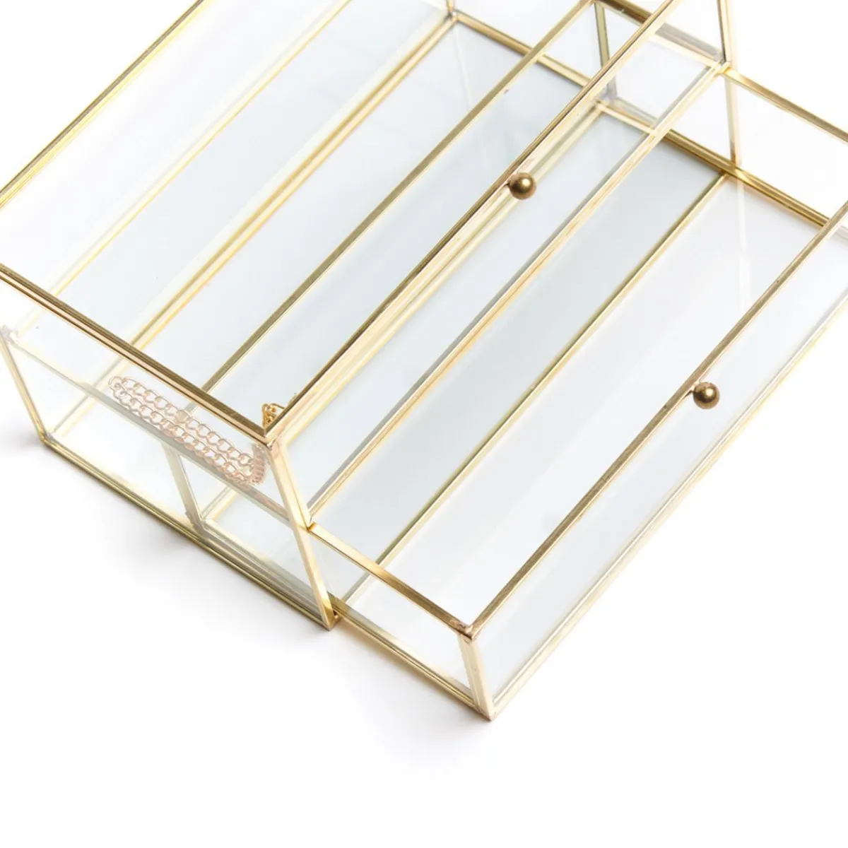 HOMLA Szkatulka Na Bizuterie Grazia Z Szufladka Zlota 21X10X10,5 Cm