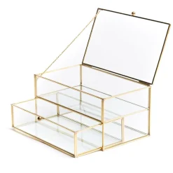 HOMLA Szkatulka Na Bizuterie Grazia Z Szufladka Zlota 21X10X10,5 Cm