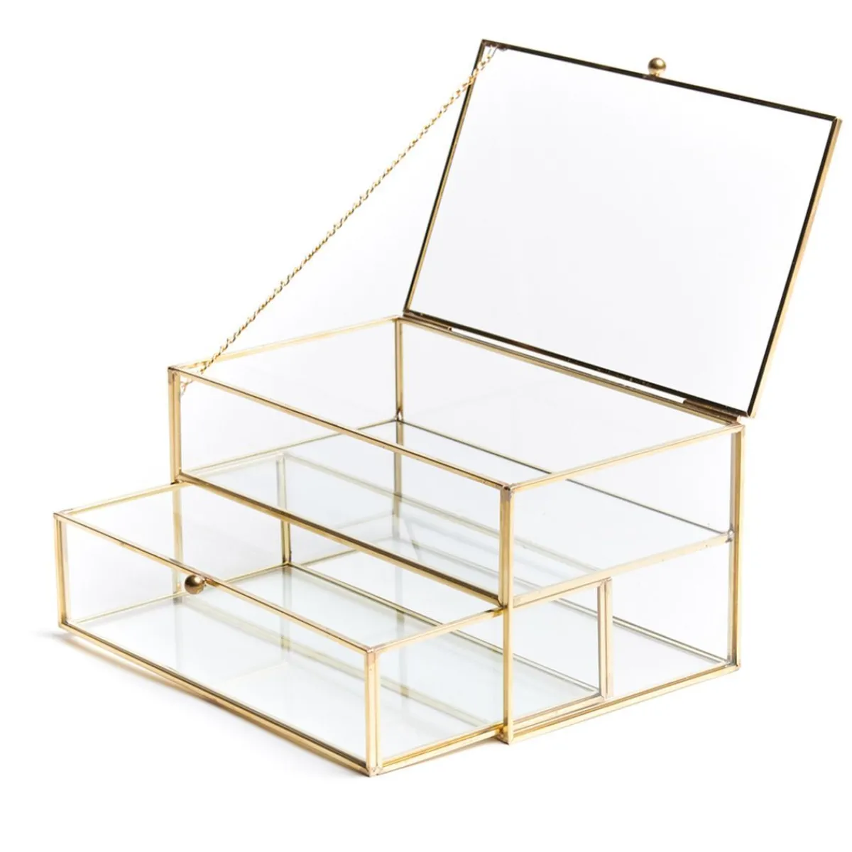 HOMLA Szkatulka Na Bizuterie Grazia Z Szufladka Zlota 21X10X10,5 Cm