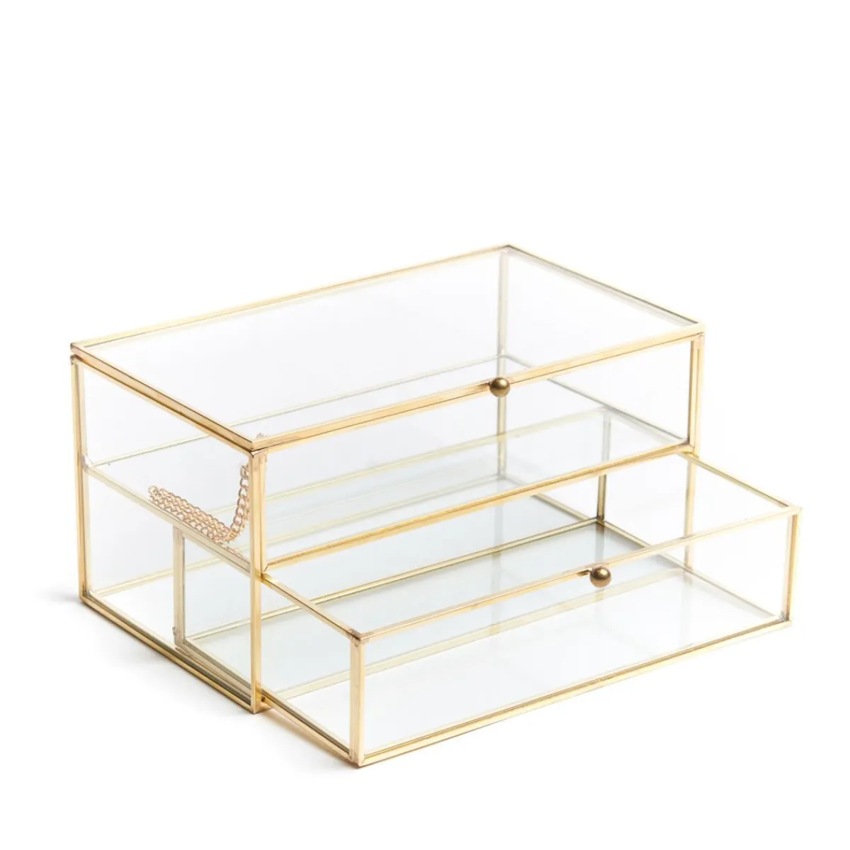 HOMLA Szkatulka Na Bizuterie Grazia Z Szufladka Zlota 21X10X10,5 Cm