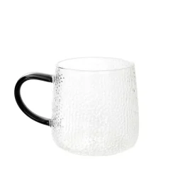 HOMLA Szklanka Amber Mlotkowane Szkło Z Czarnym Uchem 0,35 L