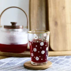 HOMLA Szklanka Daisies W Kwiatki Ze Zlotym Rantem 0,25 L