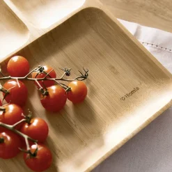 HOMLA Taca Bambou Bambusowa 4 Przegrody 25X25Cm