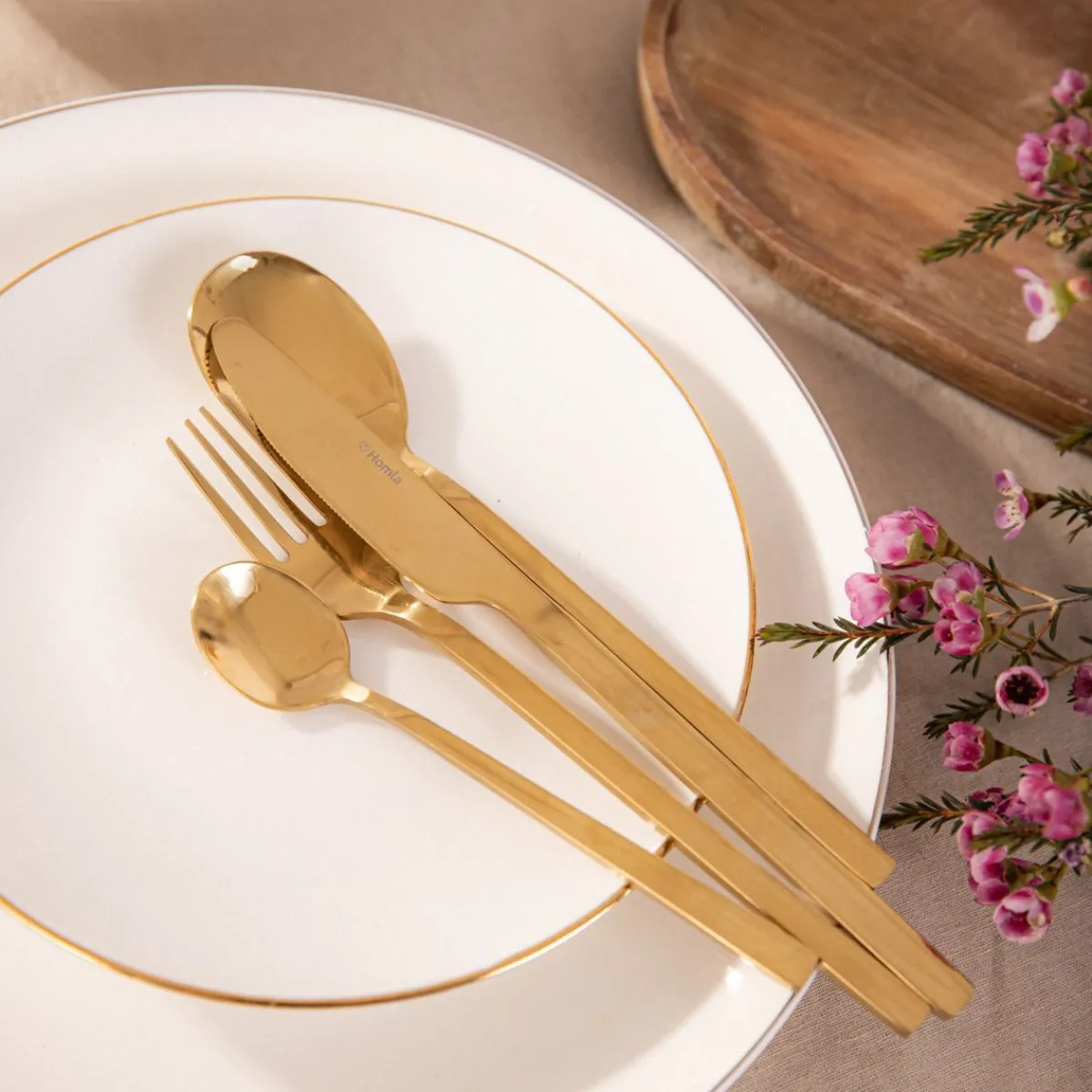 HOMLA Talerz Auro Deserowy Ze Zlota Obwodka 19 Cm