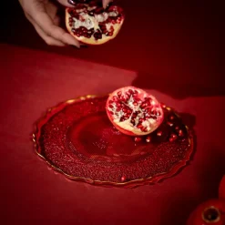 HOMLA Talerz Lisala Transparentny Ze Zlota Obwodka 21 Cm