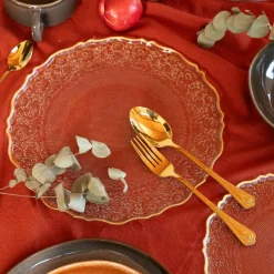 HOMLA Talerz Lisala Transparentny Ze Zlota Obwodka 21 Cm