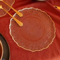 HOMLA Talerz Lisala Transparentny Ze Zlota Obwodka 28 Cm