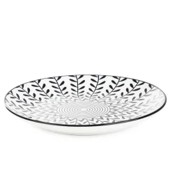 HOMLA Talerz Navia Deserowy Czarny W Listki 19 Cm