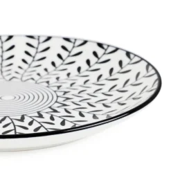 HOMLA Talerz Navia Deserowy Czarny W Listki 19 Cm