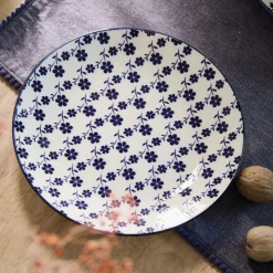 HOMLA Talerz Navia Deserowy Granatowy W Kwiatuszki 19 Cm