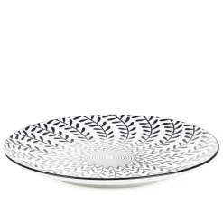HOMLA Talerz Navia Obiadowy Czarny W Listki 27 Cm