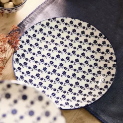 HOMLA Talerz Navia Obiadowy Granatowy W Kwiatuszki 27 Cm