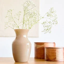 HOMLA Wazon Ambros Szklany Bezowy 13X12X20 Cm