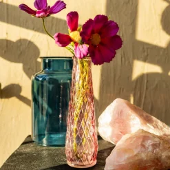 HOMLA Wazon Archie Szklany Rozowy 6,5X22 Cm