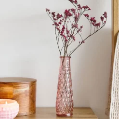 HOMLA Wazon Archie Szklany Rozowy 6,5X22 Cm