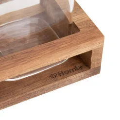 HOMLA Zestaw Butelek Carlos Na Oliwe Z Akacjowa Podstawka 2 Szt.