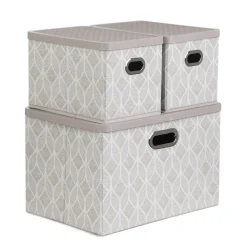 HOMLA Zestaw Koszy Do Przechowywania Nola Bezowych 1X39X27X17 Cm 2X18X26X17 Cm