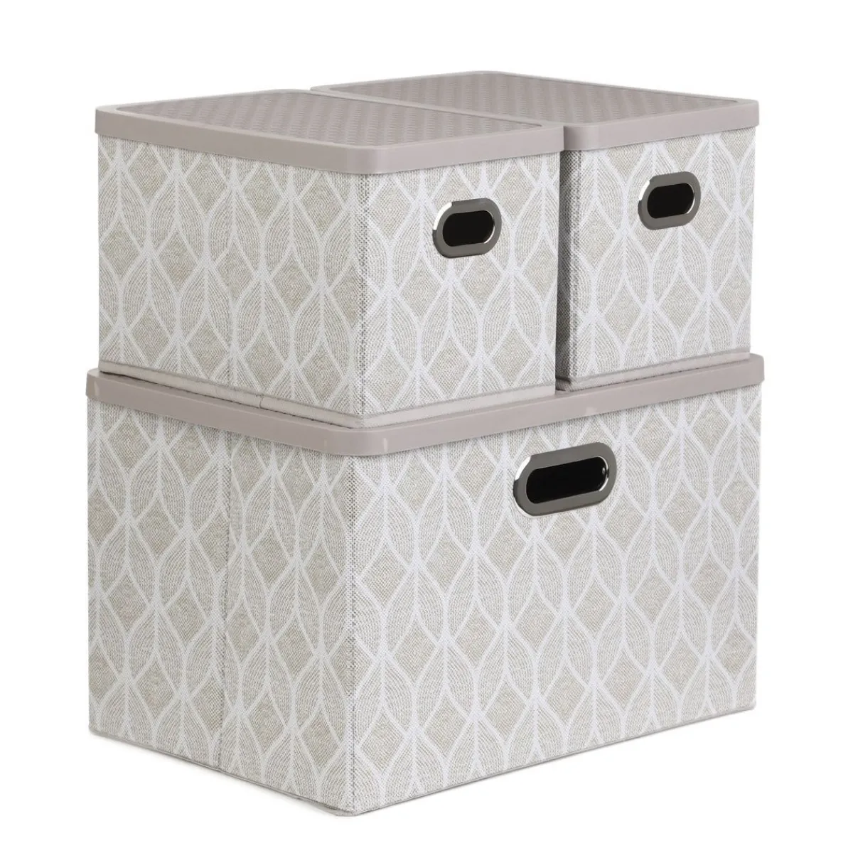 HOMLA Zestaw Koszy Do Przechowywania Nola Bezowych 1X39X27X17 Cm 2X18X26X17 Cm